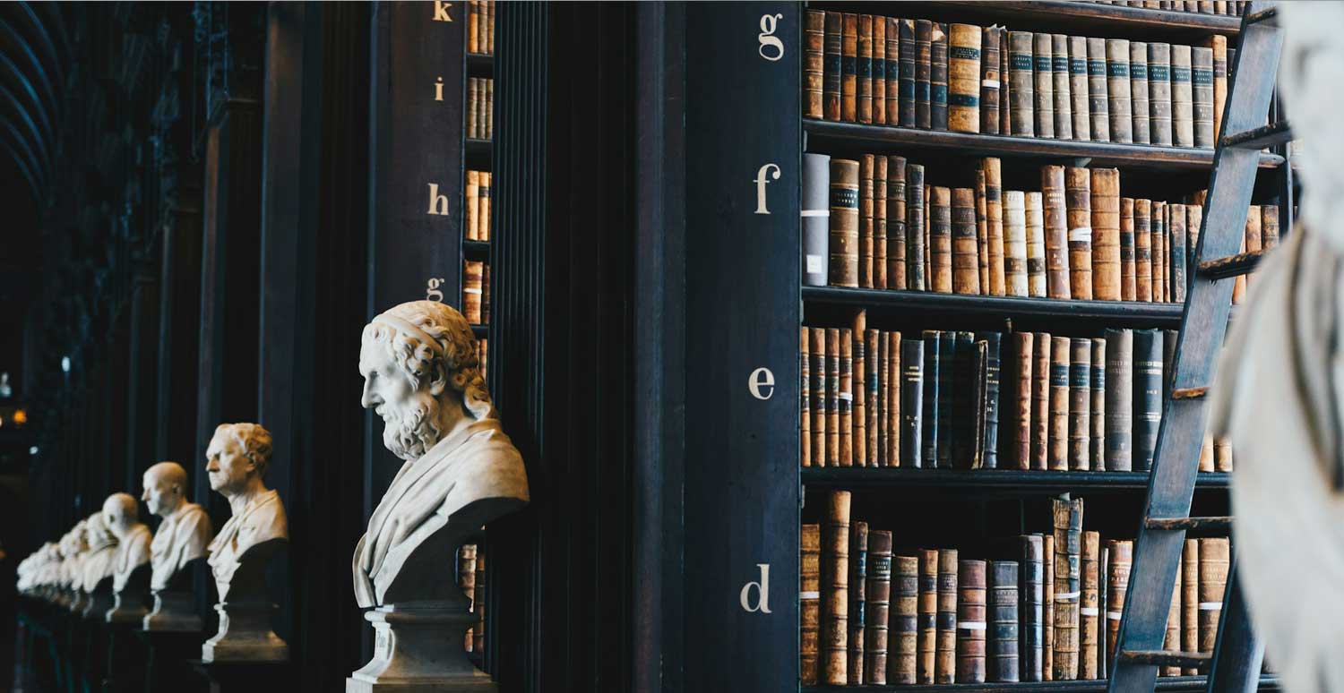 law-firm-st-louise library with bust statues, professional liability law firm st. louis